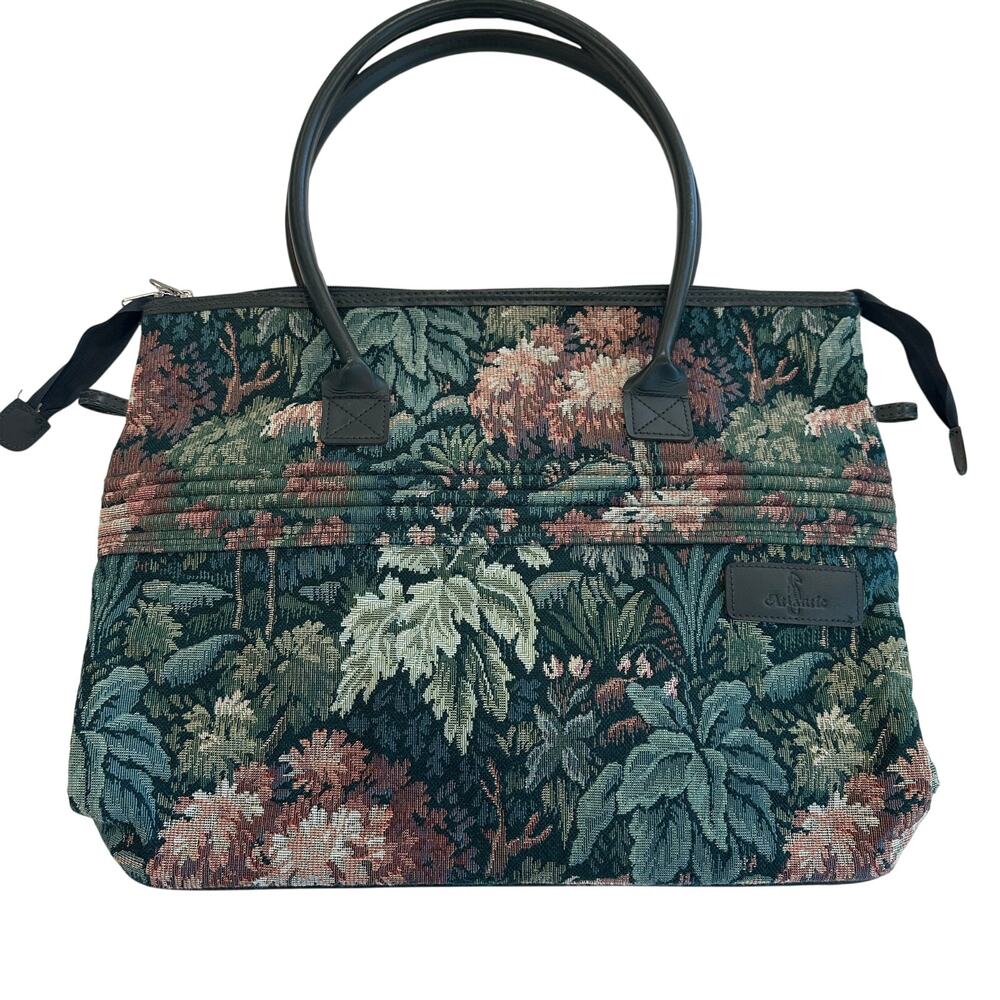 Vintage Atlantic Embroidered Tapestry Foliage‎ Shoulder Travel Bag Tote 17x13